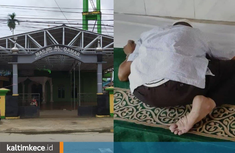 Almarhum Hasan saat wafat dalam posisi sujud di Masjid Al-Qamar, Teluk Dalam, Tenggarong Seberang (foto: aldi budiaris/kaltimkece.id)